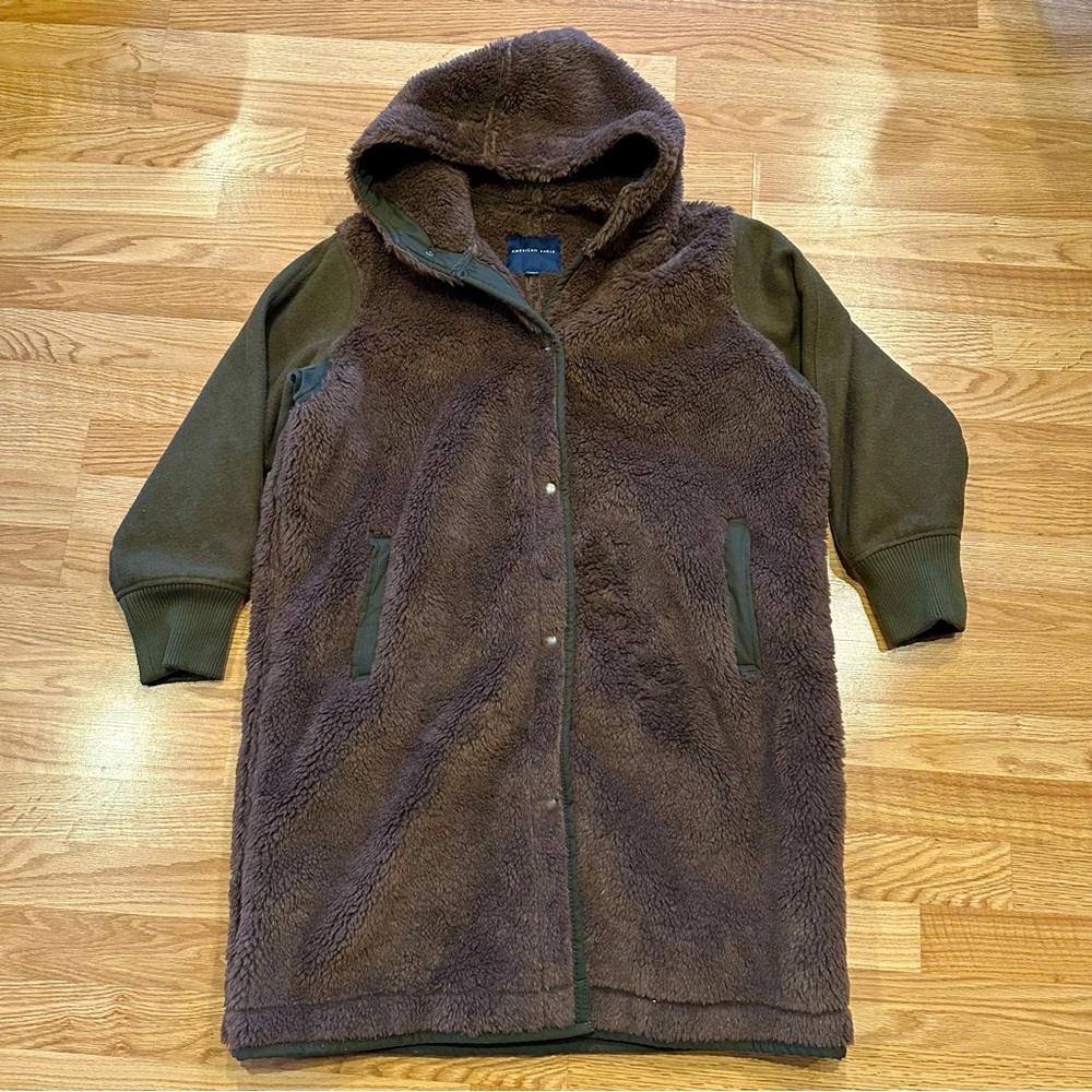 American Eagle long faux fur jacket